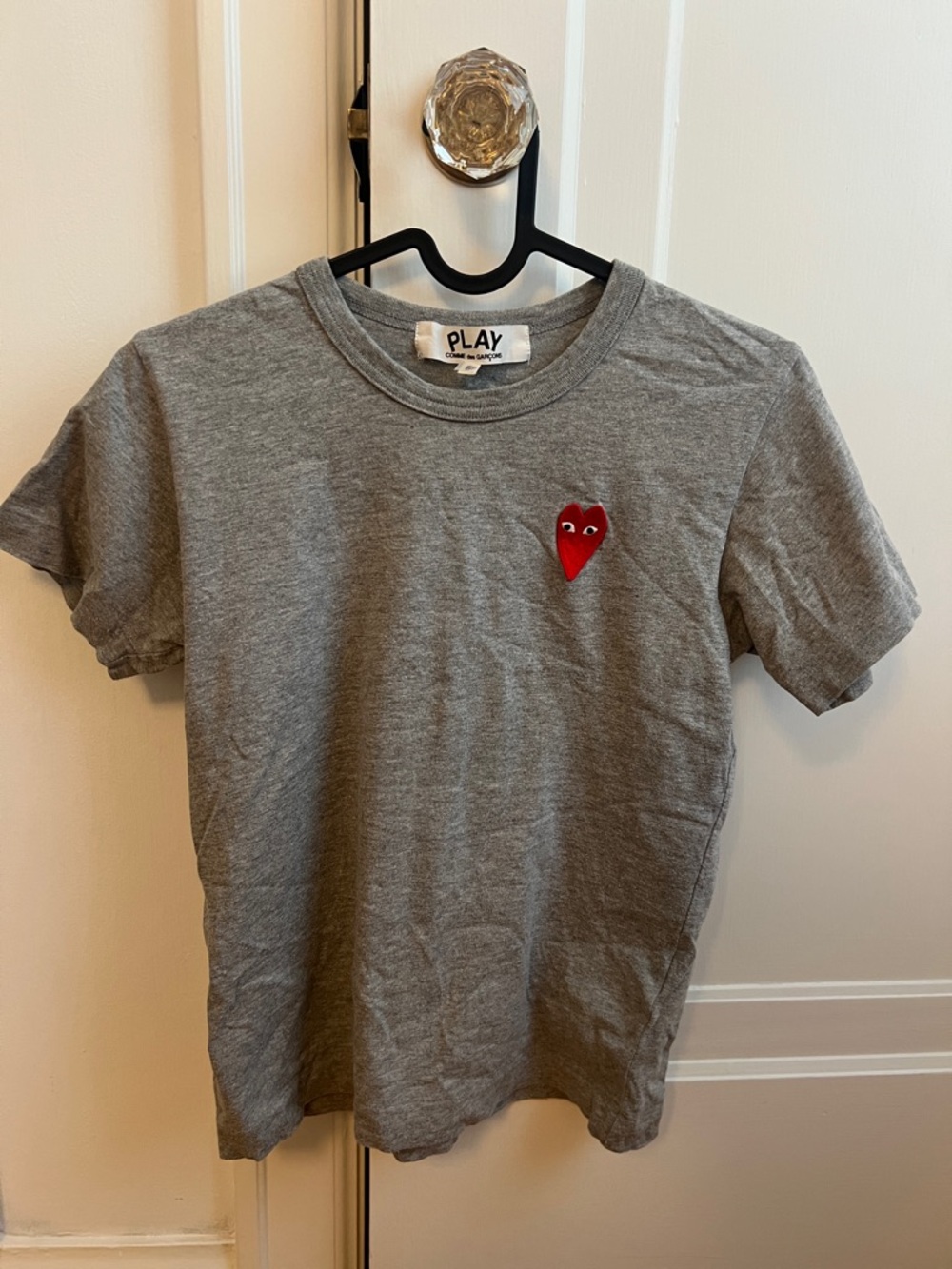 Comme des Garçons PLAY Gray Tee with Red Heart Patch